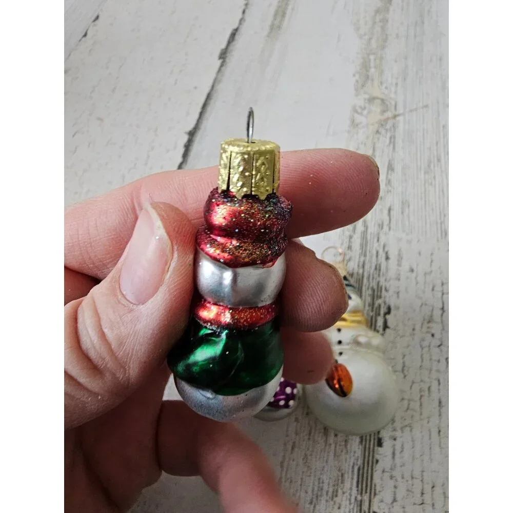Mini glass ornament snowman set Xmas tree‎